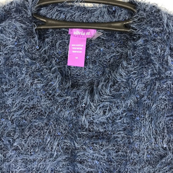 olivia m. Faux Fur Sequined Hi Low Sweater Stripe - Picture 7 of 8